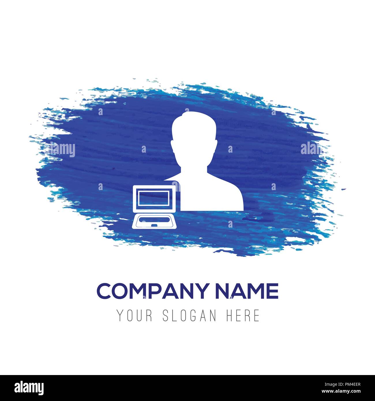 Computer User Icon - Blue watercolor background Stock Vector Image