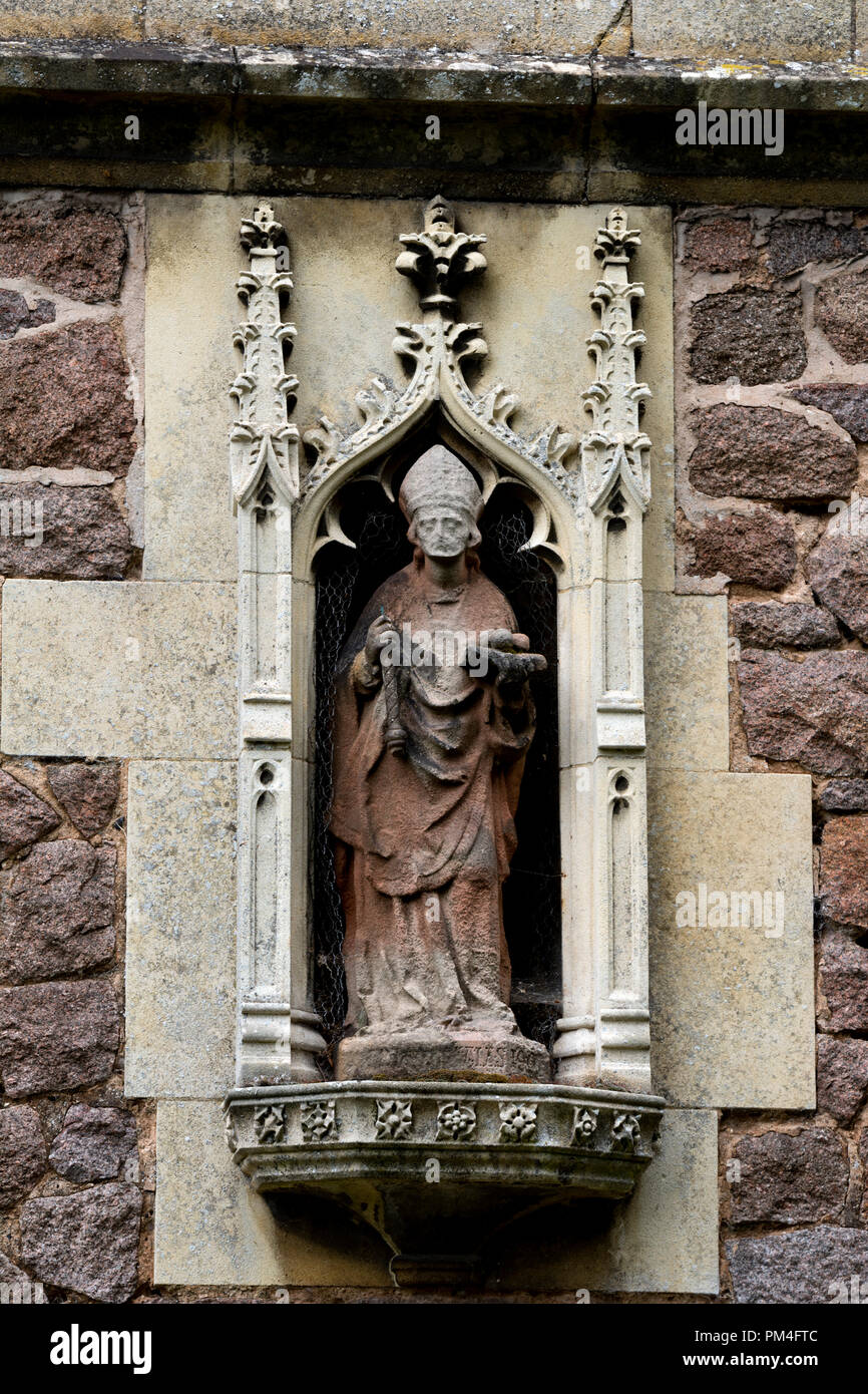 Statue over the south door of Our Lady and St. Nicholas Church, Wanlip, Leicestershire, England, UK Stock Photo