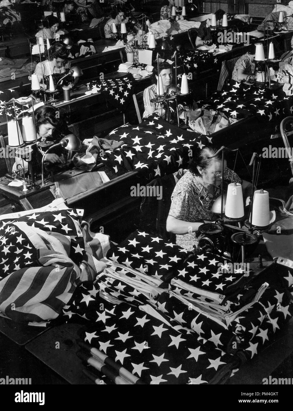 Flag Making in Brooklyn, New York, July 24, 1940.   File Reference # 1003 053THA Stock Photo