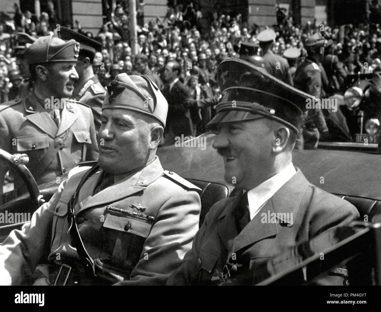 Adolf Hitler and Benito Mussolini in Munich, Germany, circa June 1940.  File Reference # 1003 143THA Stock Photo
