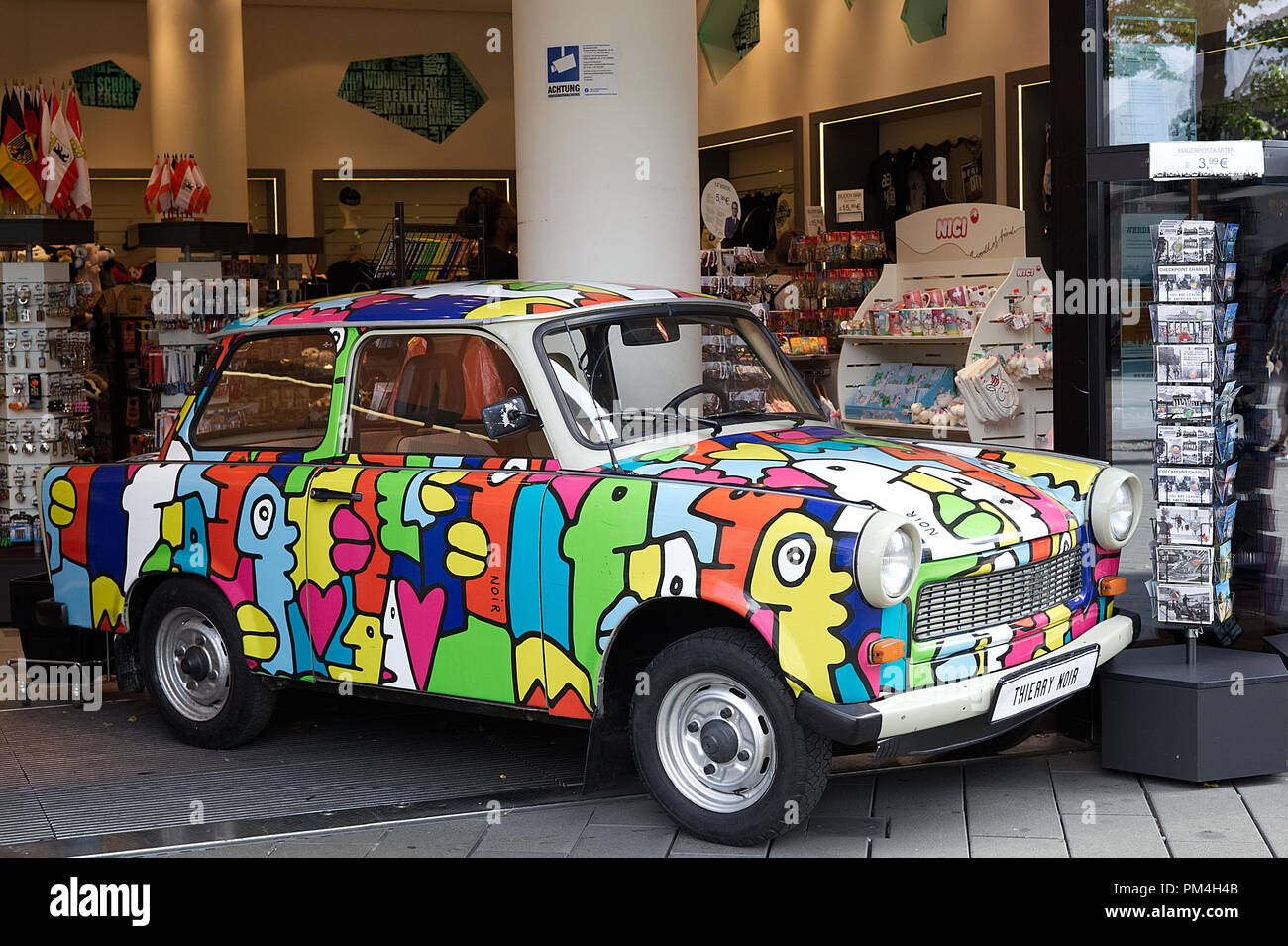 One of the painted cars a good symbol of freedom, Trabant 601 car Stock