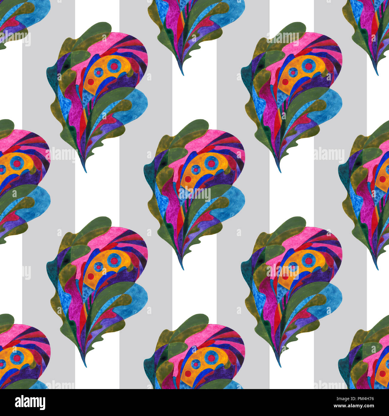 Watercolor Paisley Hand Painted Seamless Pattern Abstract Leaves