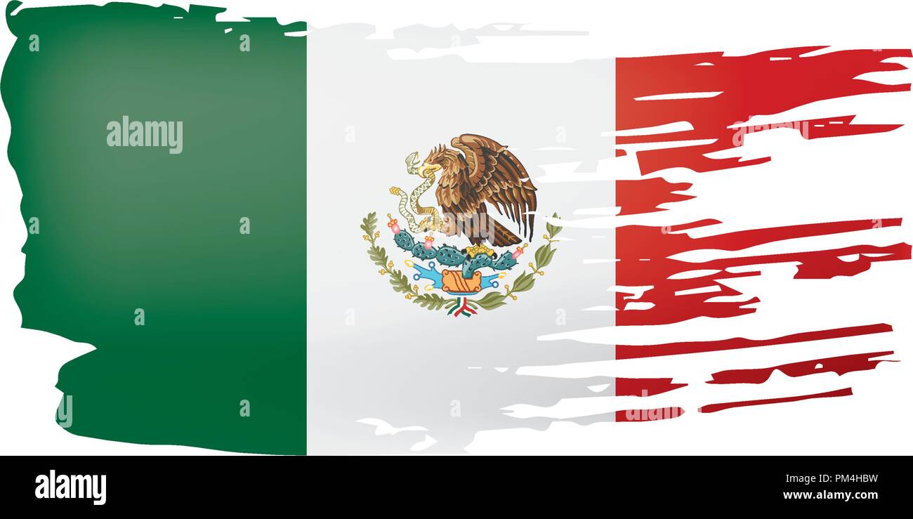 Mexican flag, vector illustration on a white background Stock Vector