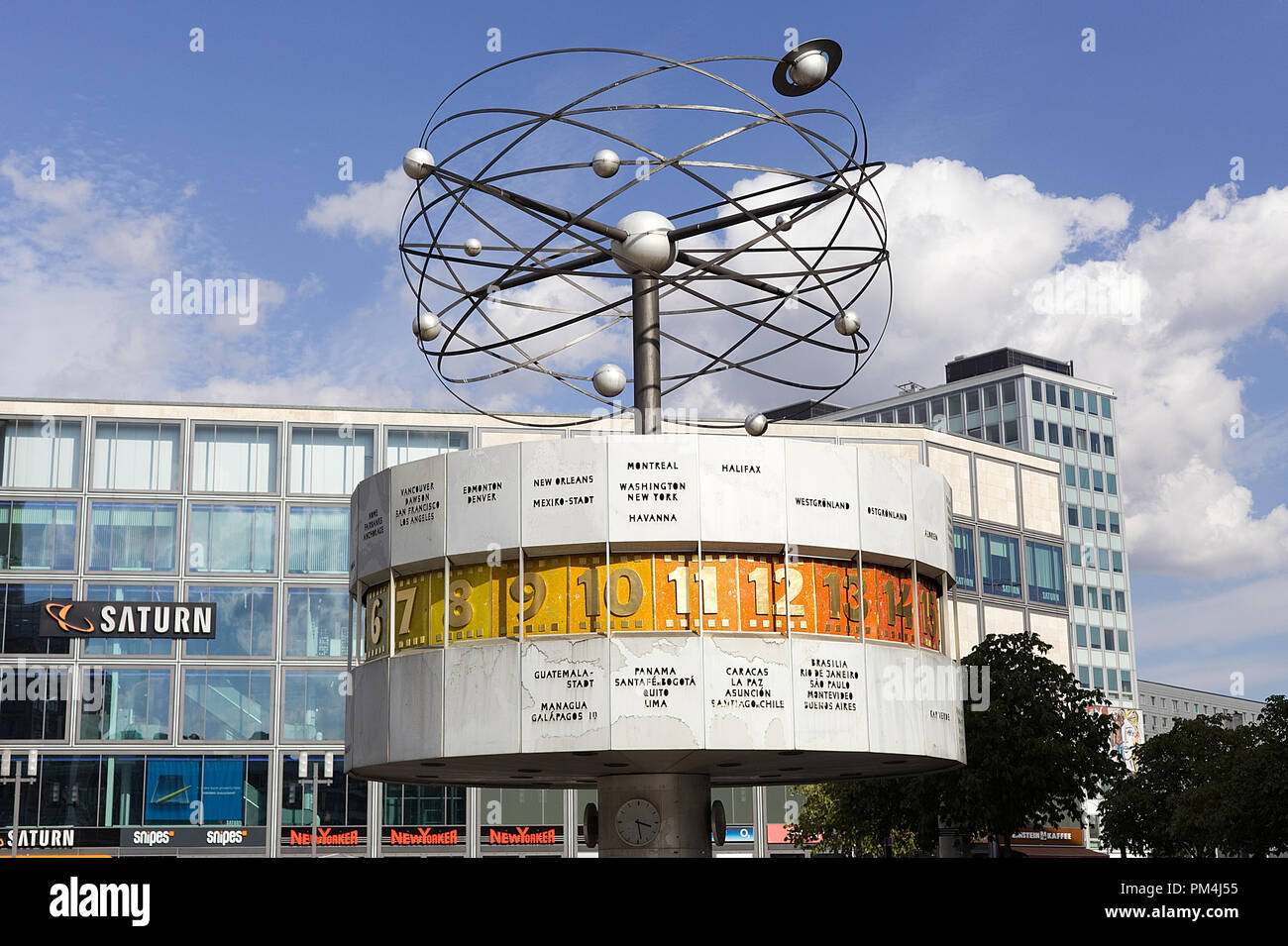 Weltzeituhr World Time Clock at the Alexanderplatz Berlin Stock Photo