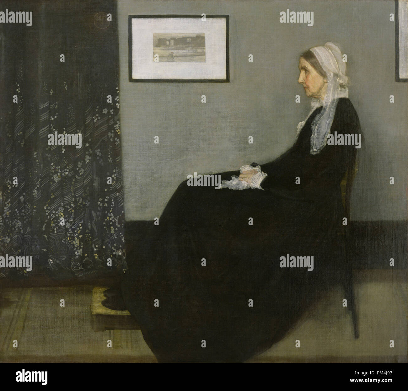 Arrangement in Grey and Black No. 1 (Alternate Titles: Portrait of the Artist's  Mother, Whistler's Mother) by James Abbott McNeill Whistler  Depicted person: Anna McNeill Whistler  Place of creation: London, Summer 1871  oil on canvas   File Reference # 1003 614THA Stock Photo