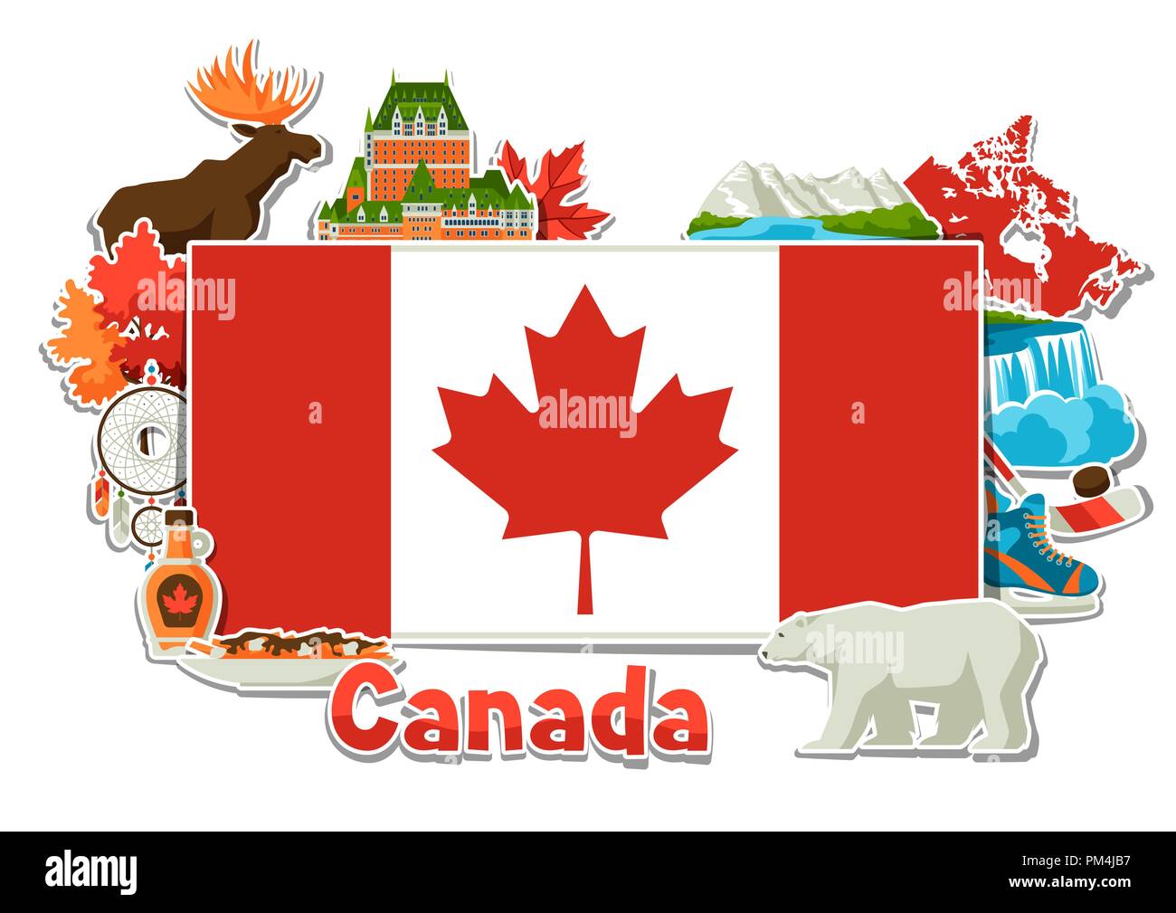 Canada sticker background design. Stock Vector