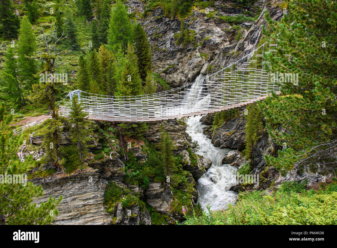 Modern bridge built on the Plima Canyon in Martelltal, South Tyrol Stock Photo