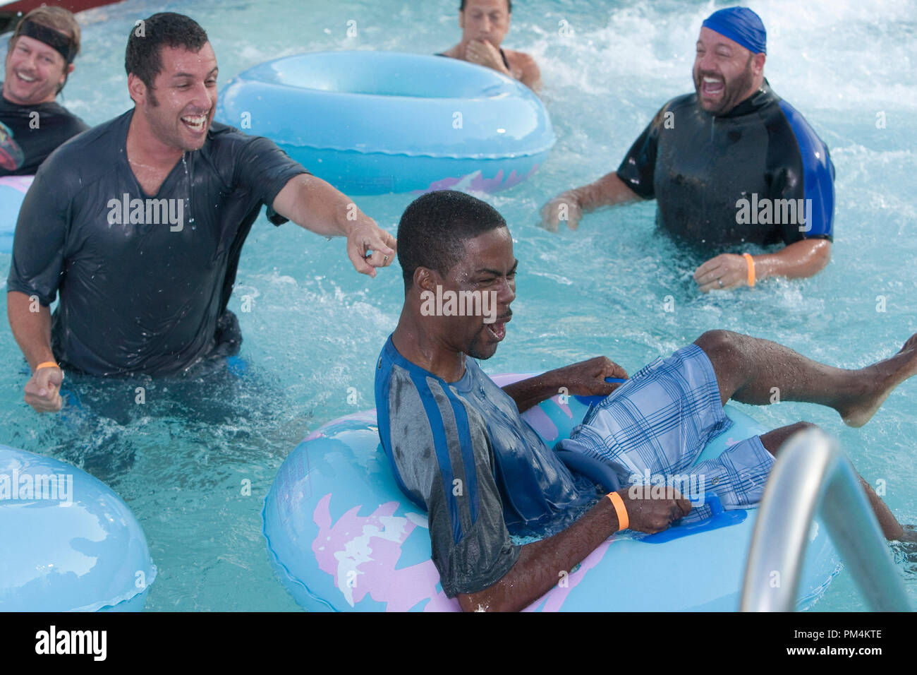 Adam Sandler as 'Lenny Feder', Chris Rock as 'Kurt McKenzie' and Kevin James as 'Eric Lamonsoff' in Columbia Pictures' GROWN UPS. Stock Photo