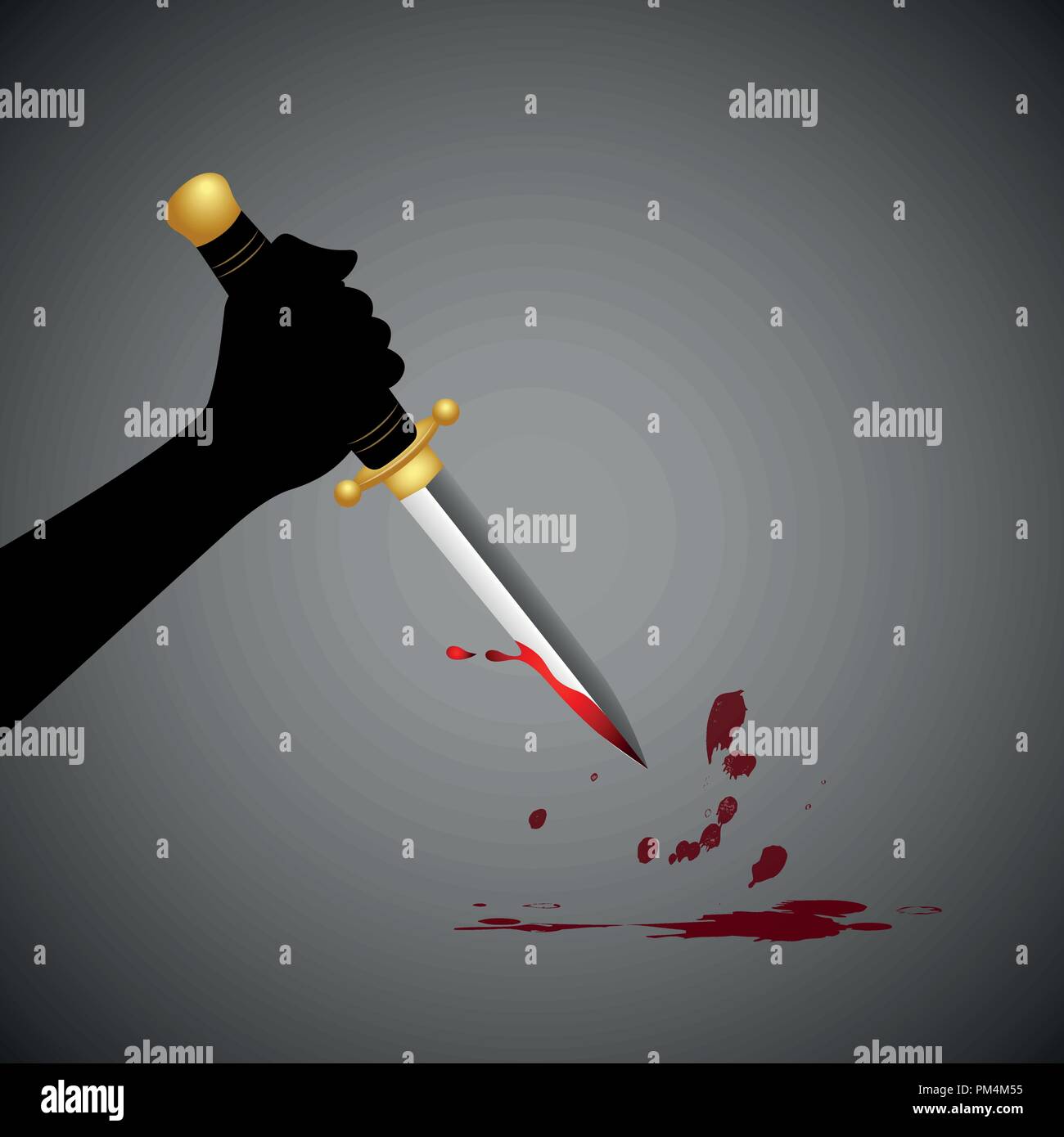 hand hold sharp boody dagger knife vector illustration EPS10 Stock Vector