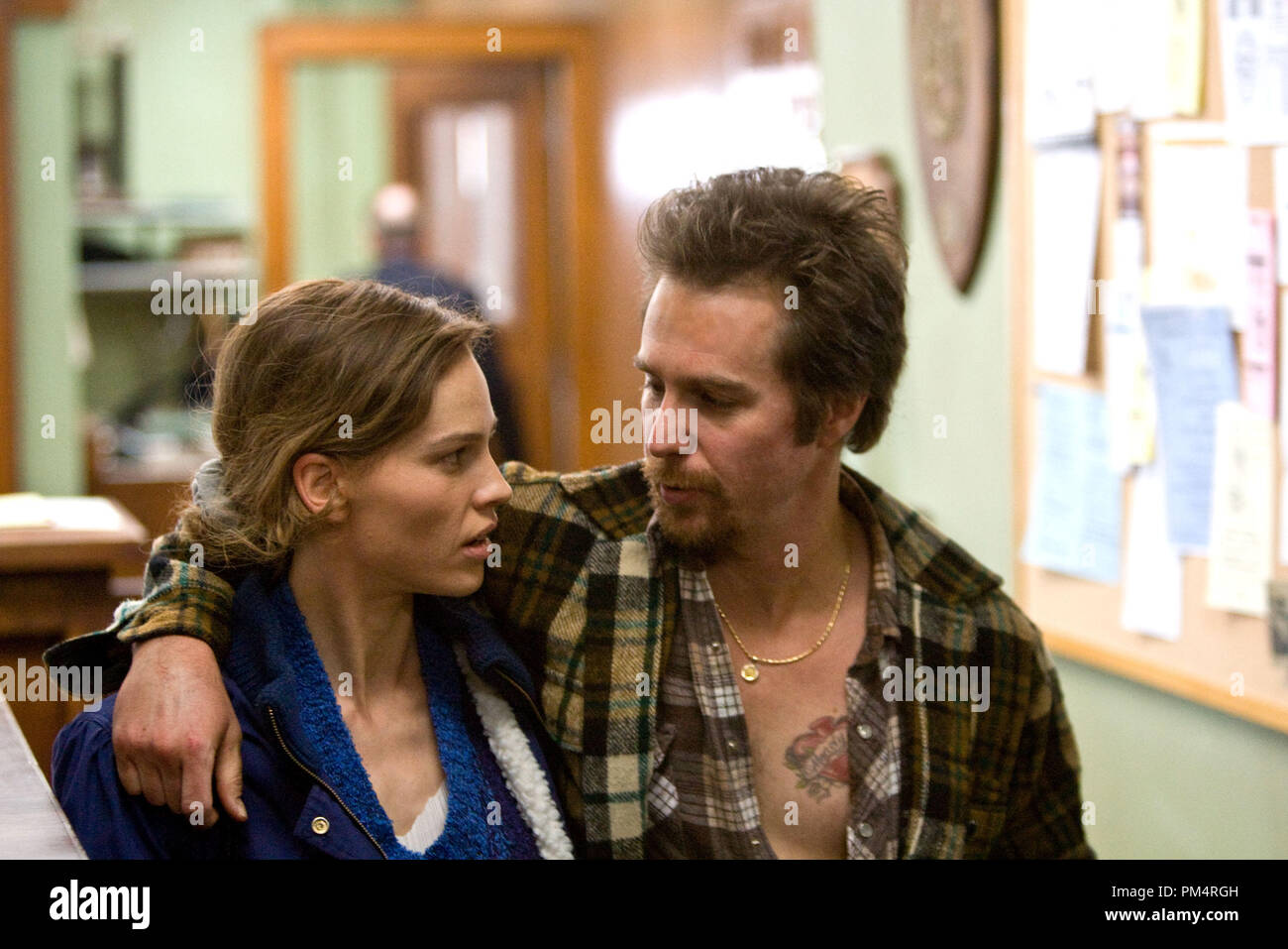 Hilary Swank and Sam Rockwell in CONVICTION; Photo by Ron Batzdorff 2010 Stock Photo