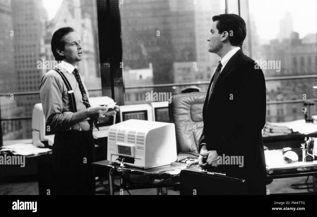 Michael Douglas and Charlie Sheen 'Wall Street' 1987 Stock Photo