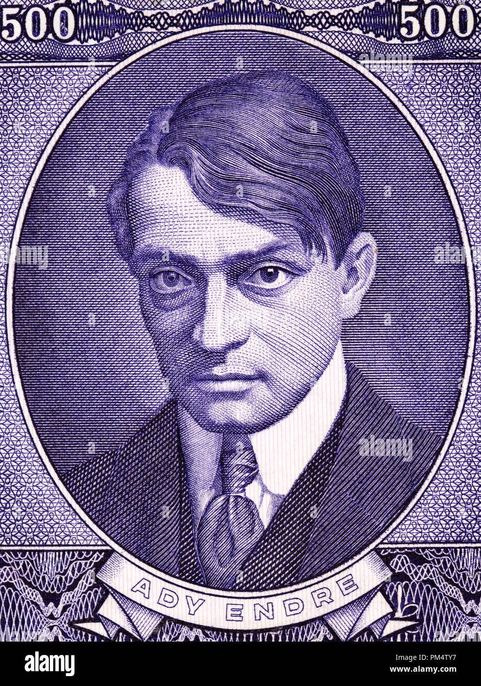 Endre Ady portrait from Hungarian money Stock Photo