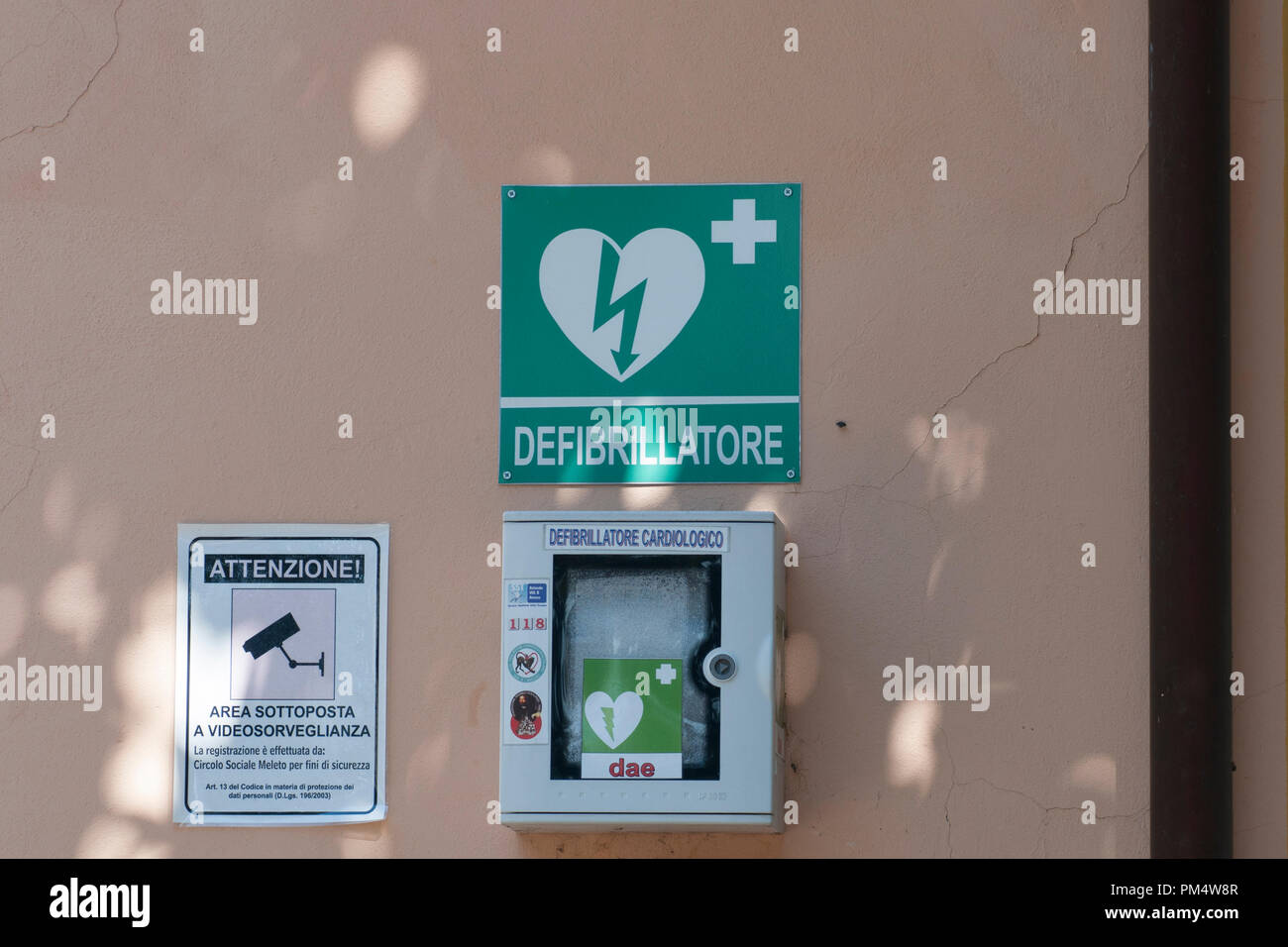 sign of a defibrillator Stock Photo