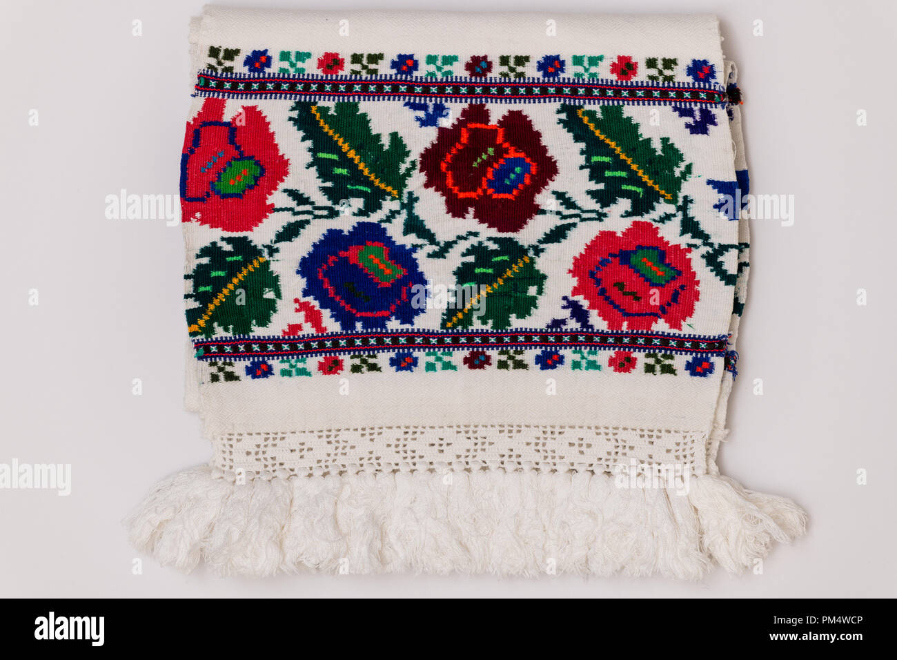 Closeup of Eastern European embroidery design with floral motifs found on  towels and clothing Stock Photo - Alamy