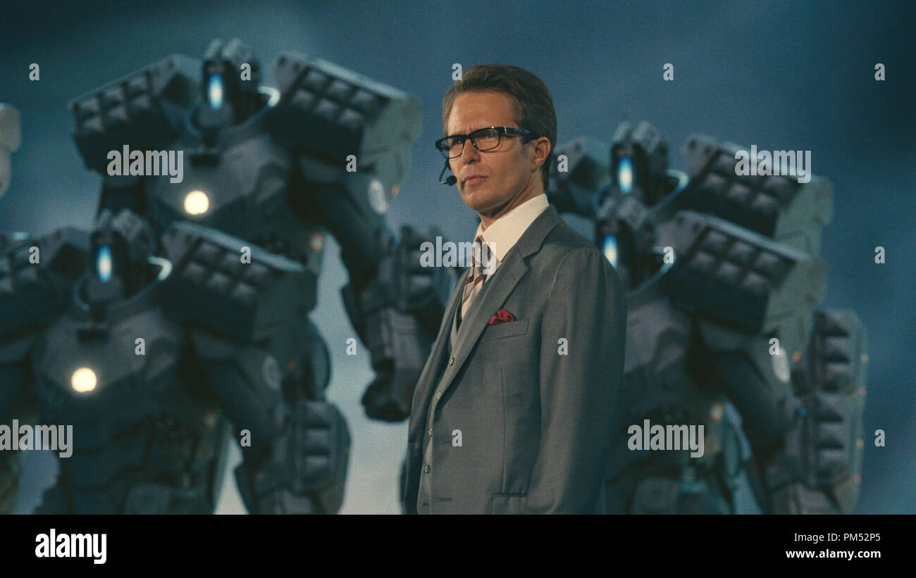 Justin Hammer (Sam Rockwell) presents the Drones in “Iron Man 2.” Stock