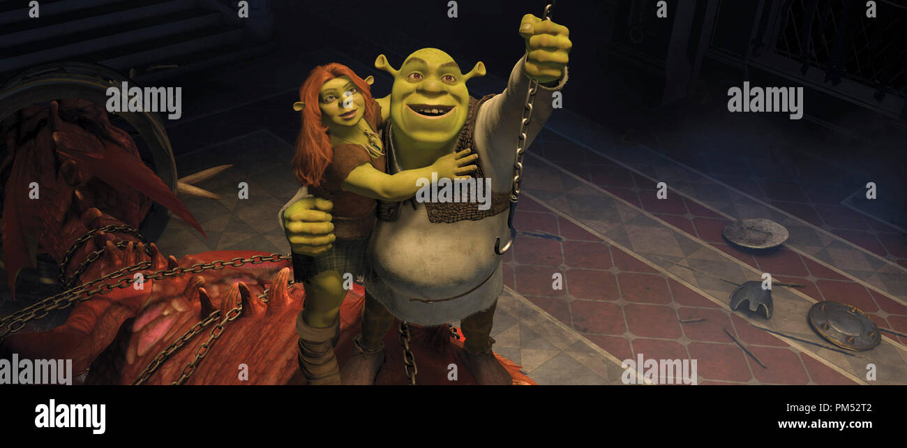 Shrek (MIKE MYERS) and Fiona (CAMERON DIAZ) rediscover their love of adventure in DreamWorks Animation's 'Shrek Forever After' Stock Photo