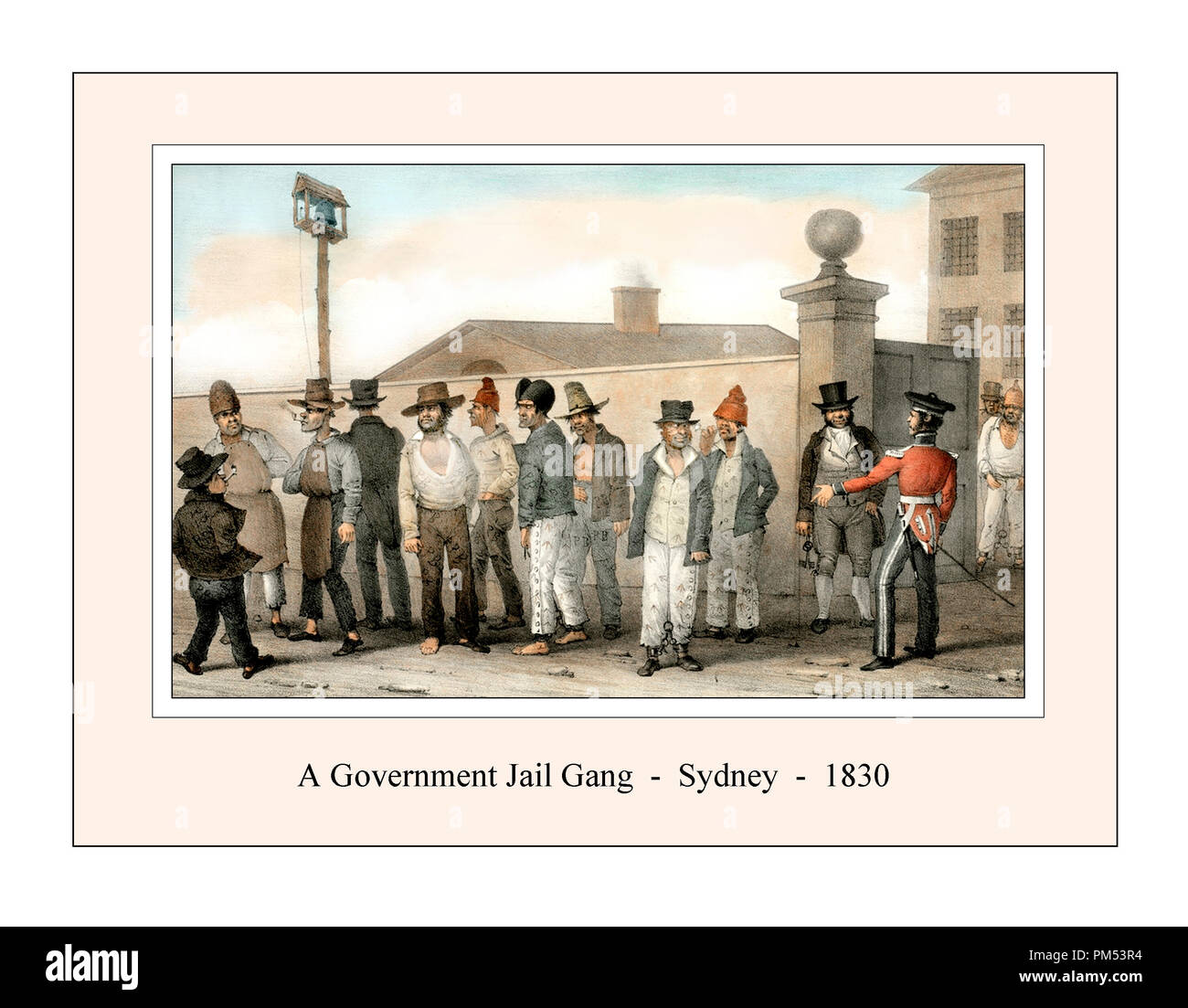 Sydney Convicts 1830 by Augustus Earle. Reset and refreshed Stock Photo