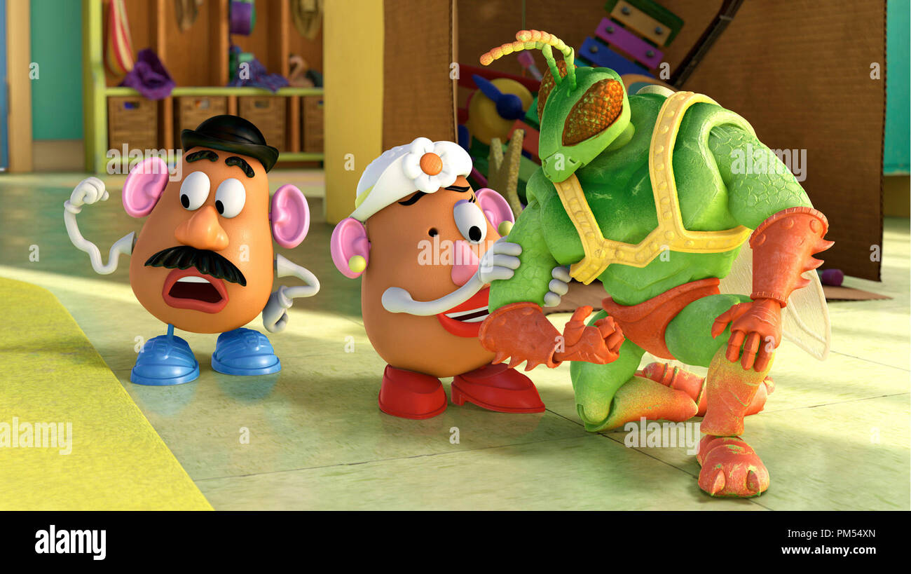 TOY STORY 3  (L-R) Mr. Potato Head, Mrs. Potato Head, Twitch   © Disney/Pixar.  All Rights Reserved. Stock Photo