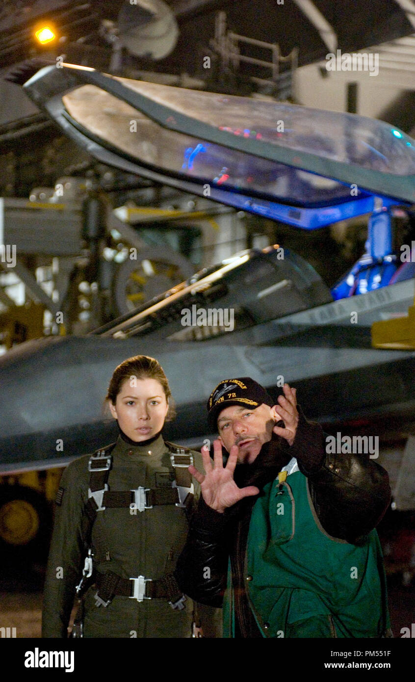 'Stealth'  Jessica Biel, Director Rob Cohen  © 2005 Columbia Pictures Stock Photo