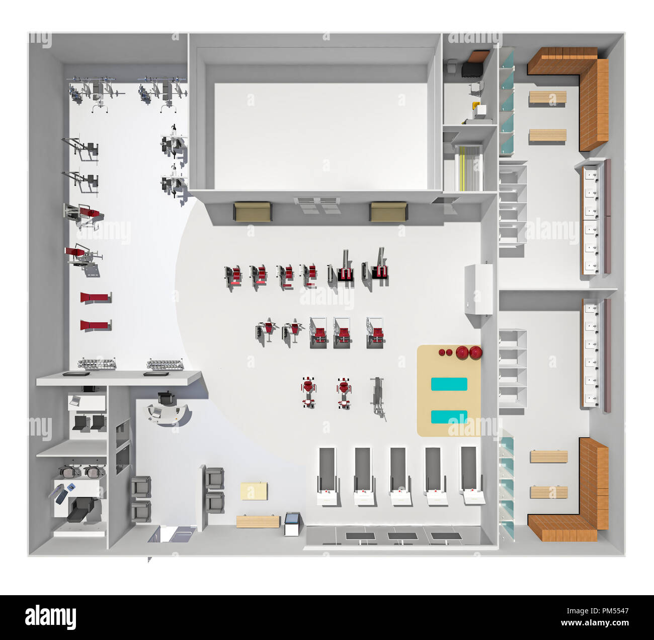 fitness center view from above. 3d rendering Stock Photo ...
