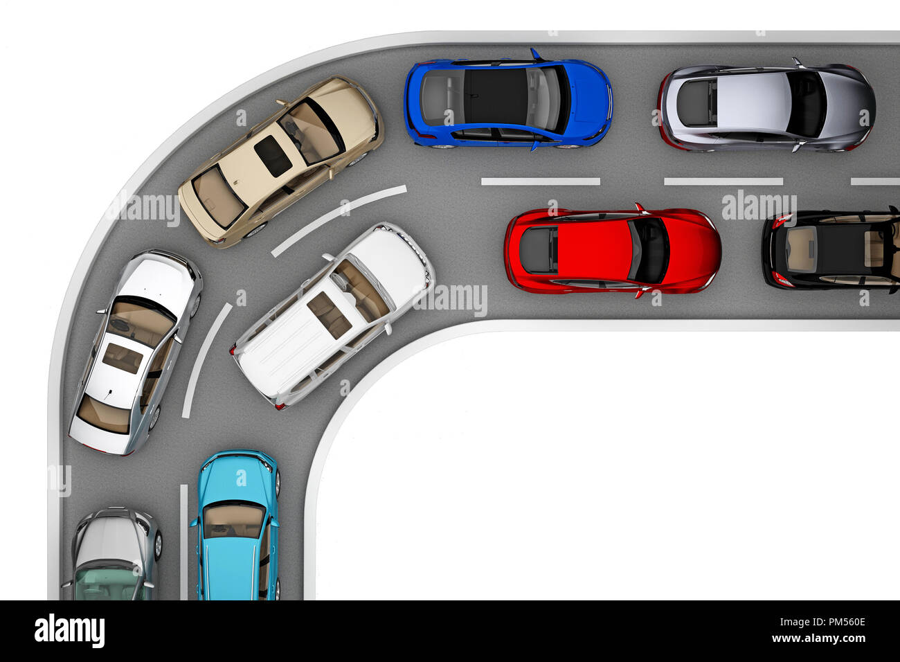 turn the traffic road 90 degrees top view. 3d rendering Stock Photo - Alamy