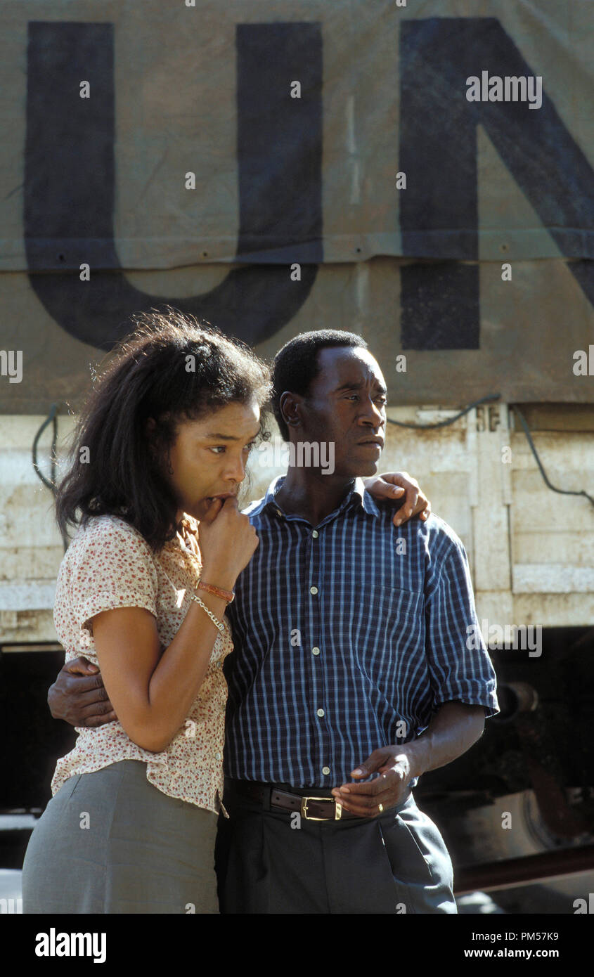 Film Still from "Hotel Rwanda" Don Cheadle, Sophie Okonedo © 2004 United Artists Photo Credit: Frank Connor  File Reference # 30735261THA  For Editorial Use Only -  All Rights Reserved Stock Photo