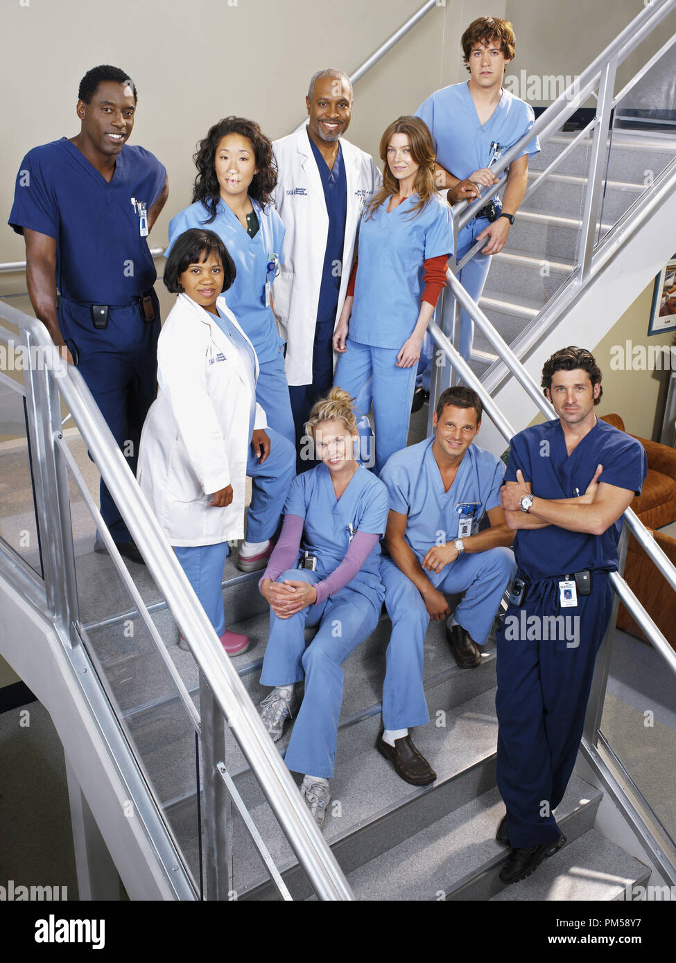 Studio Publicity Still from 'Grey's Anatomy' Isaiah Washington, Chandra Wilson, Sandra Oh, James Pickens Jr., Ellen Pompeo, T.R. Knight, Katherine Heigl, Justin Chambers, Patrick Dempsey 2005 Photo by Frank Ockenfels   File Reference # 307362002THA  For Editorial Use Only -  All Rights Reserved Stock Photo