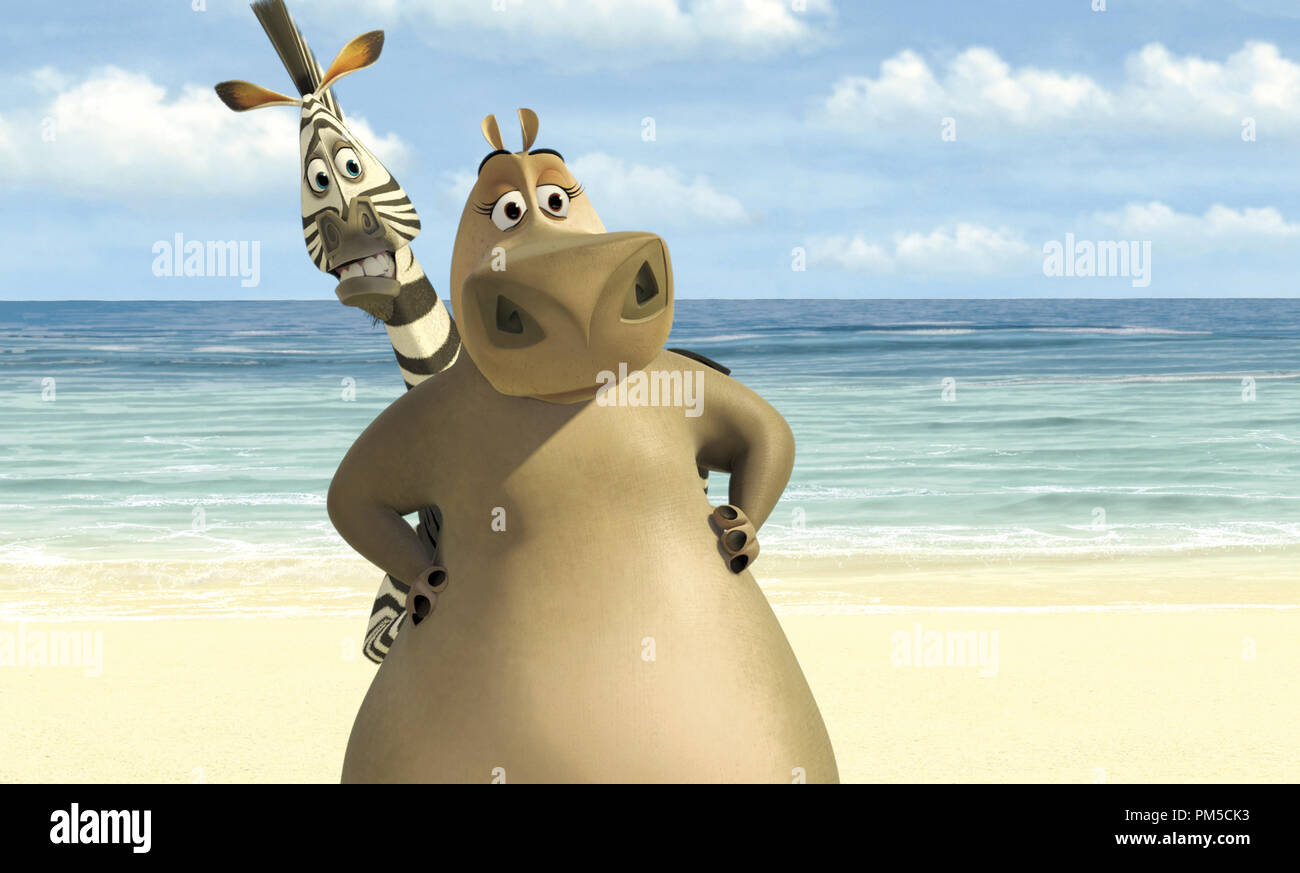 Film Still / Publicity Still from 'Madagascar'  Marty the Zebra, Gloria the Hippo © 2005 Dream Works  Photo courtesy Dream Works Animation SKG    File Reference # 307361111THA  For Editorial Use Only -  All Rights Reserved Stock Photo
