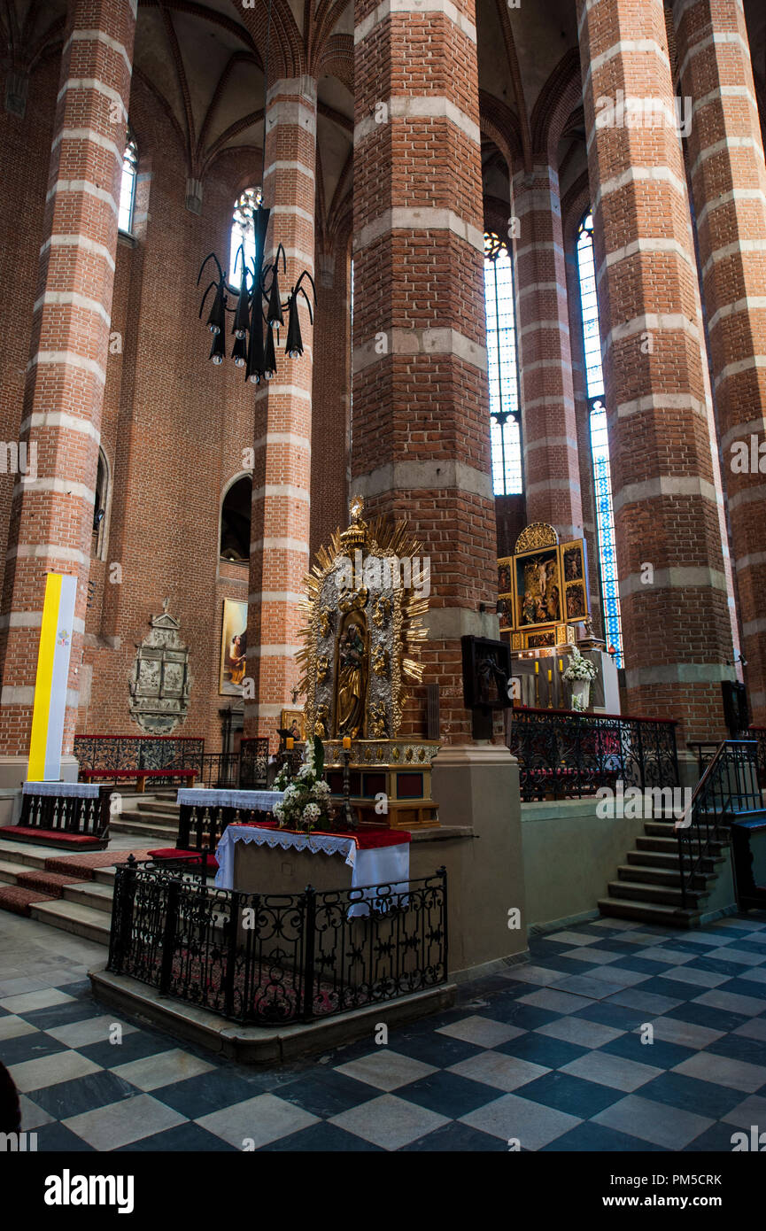 The interior of the Basilica of St. Jacocob and St. Agnes in Nysa, southwestern Poland, Europe. Stock Photo