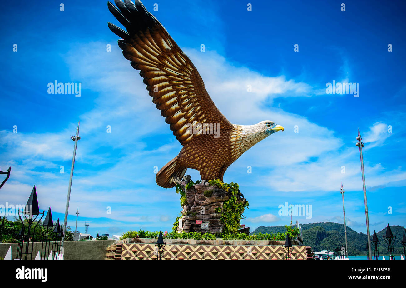 Elegant Eagle Statue With Blue Sky Stock Photo