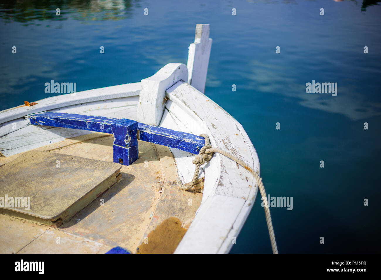 Detail of an old wooden fishing boat shot with a selective focus Stock ...