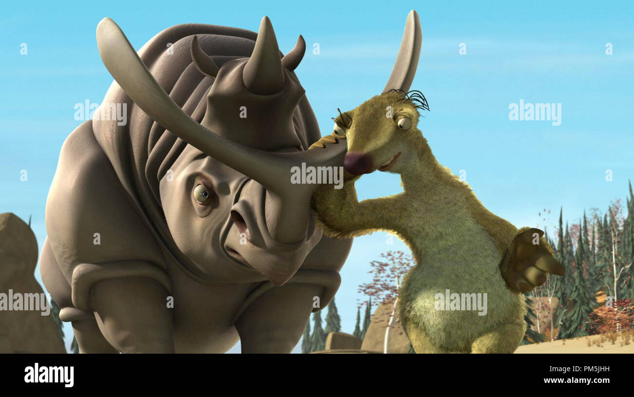 Film Still / Publicity Still from 'Ice Age' Rhino and Sid © 2002 20th Century Fox Stock Photo