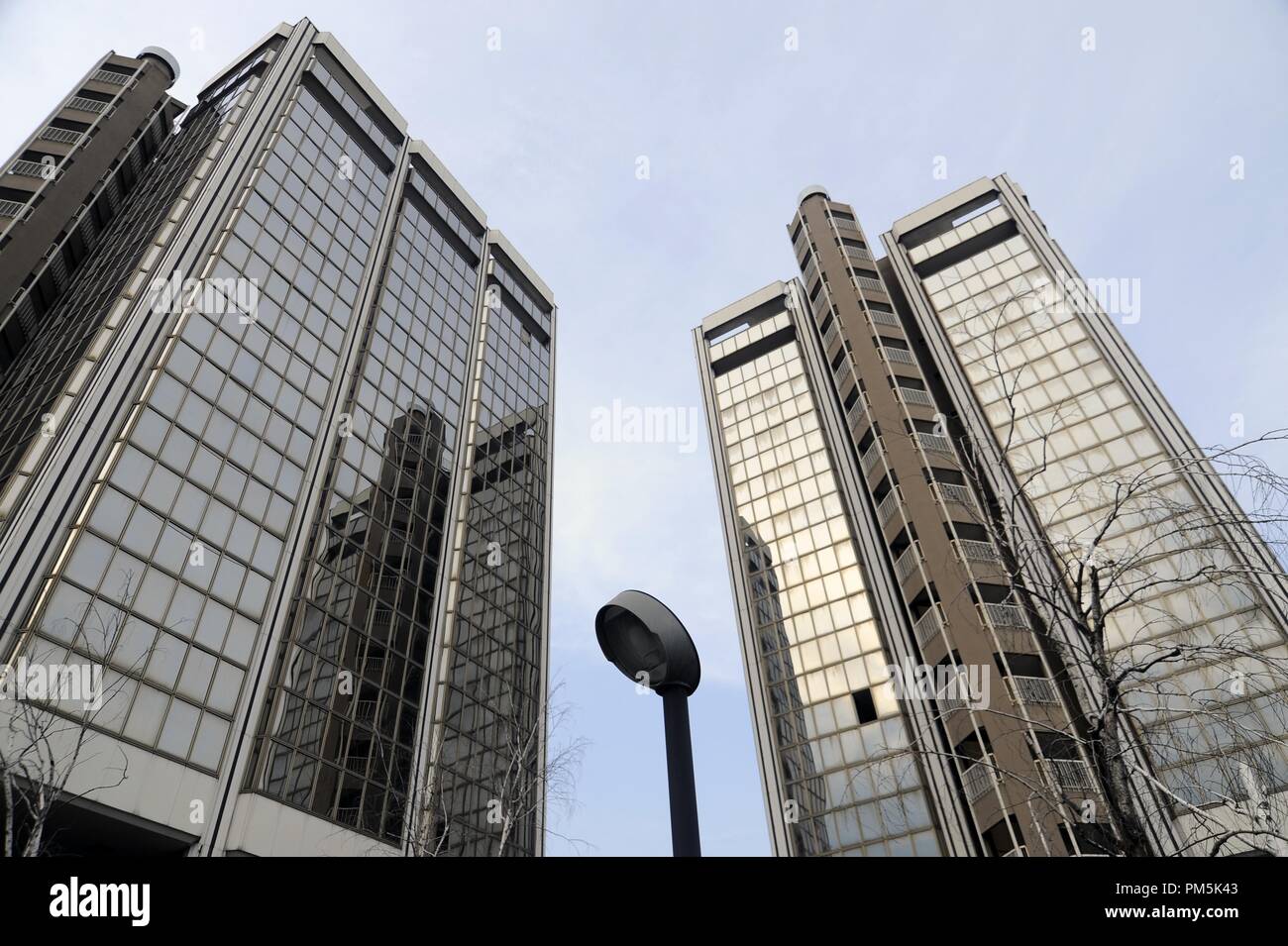 Milan (Italy), northern suburbs, empty and never used office buildings built in the 80s by the controversial and discussed businessman Salvatore Ligresti Stock Photo