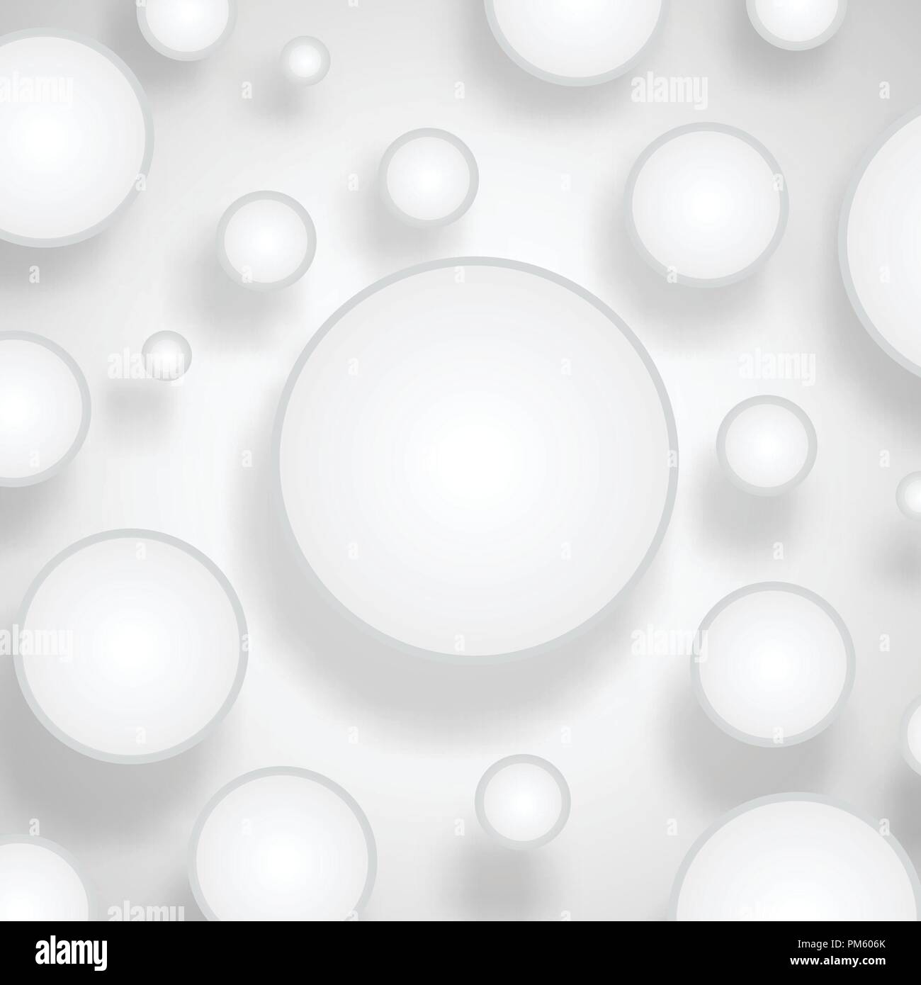 White circle paper cut style with drop shadows on white background Stock Vector