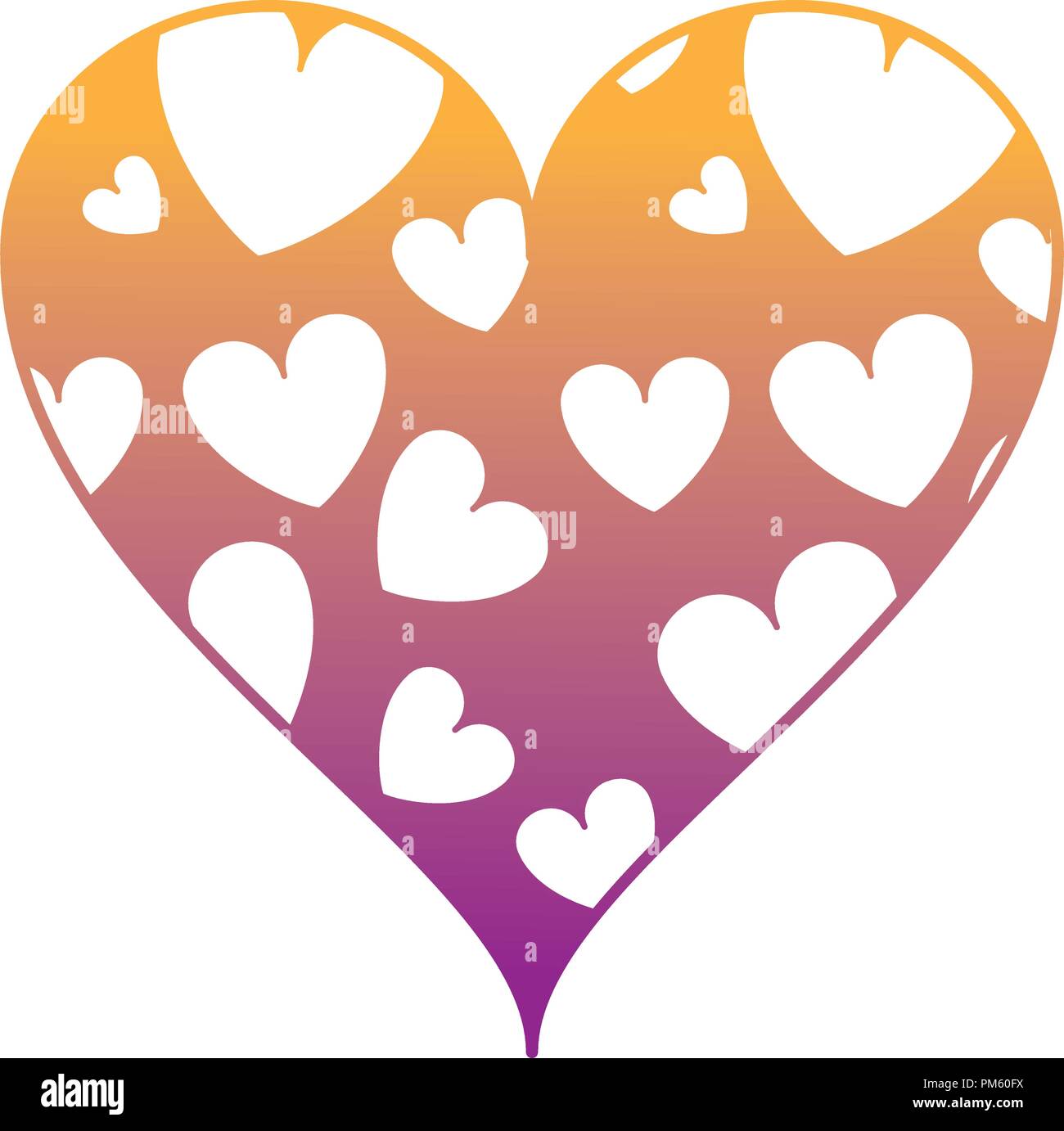 Hearts inside heart frame rainbow lines Stock Vector