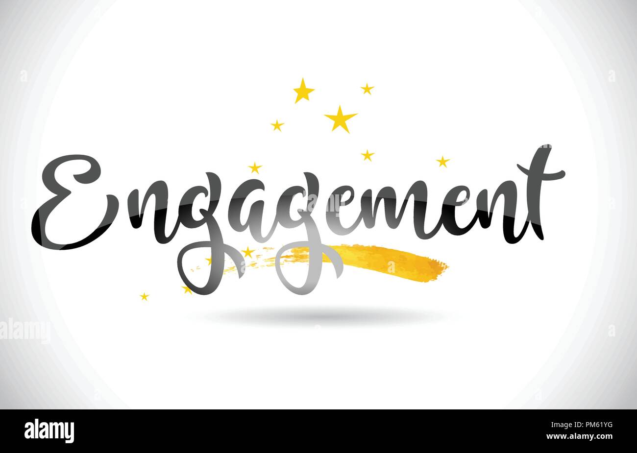 Engagement Word Text with Golden Stars Trail and Handwritten Curved Font Vector Illustration