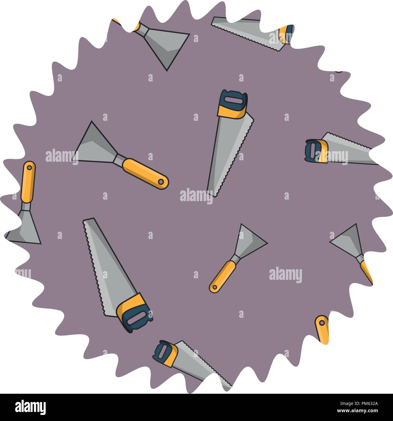 Hacksaw and spatula round label Stock Vector Image & Art Alamy