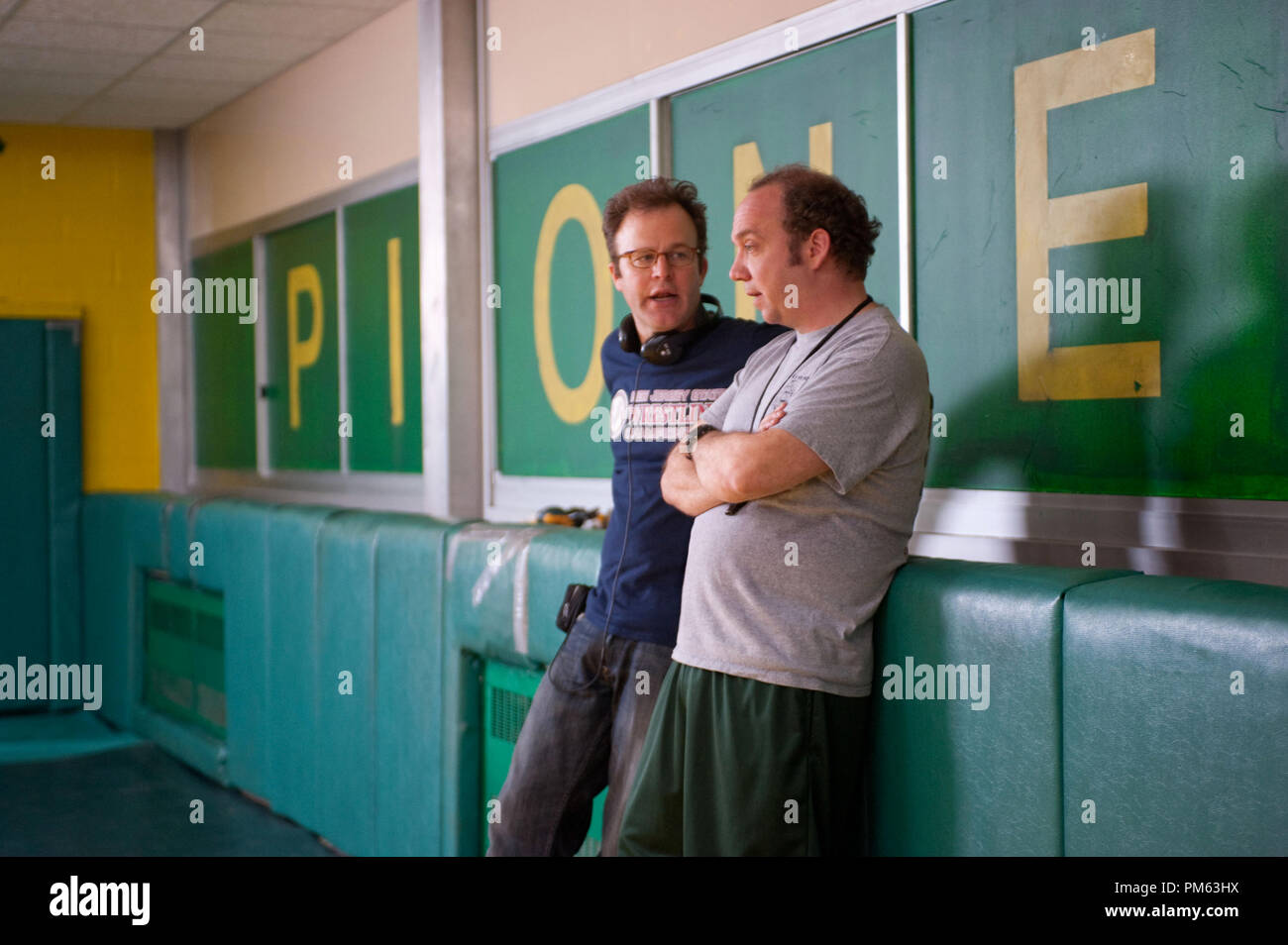 Director Tom McCarthy and Paul Giamatti on the set of WIN WIN Stock Photo