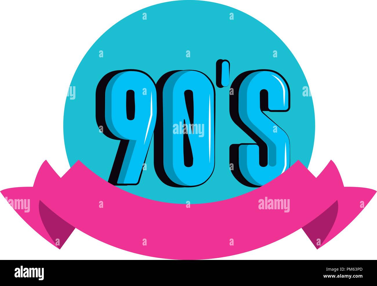 90s retro symbol cartoon round icon Stock Vector