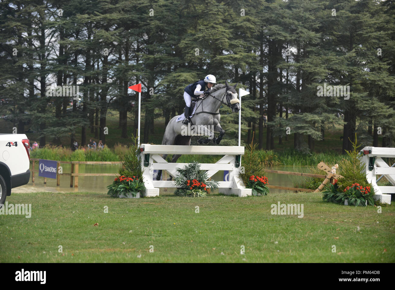 Samantha Hobbs on Tresoke, cross country phase of the CCI*** competition, Blenheim Palace Horse Trials 2018, Blenheim Palace, Woodstock, Oxfordshire Stock Photo