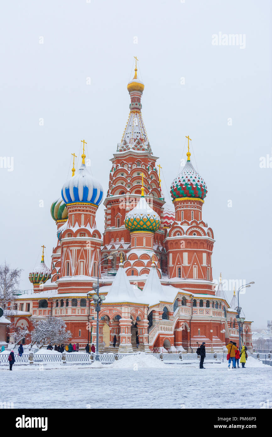 Saint Basil's Cathedral on Red Square in winter in Moscow. Russia Stock ...