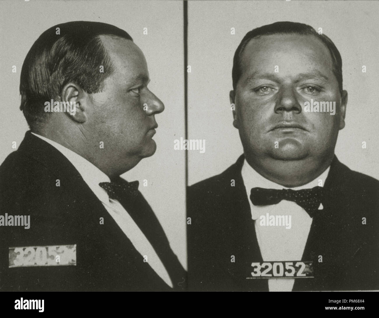 Roscoe 'Fatty' Arbuckle Mug Shot, circa 1921. File Reference # 31316 064THA Stock Photo