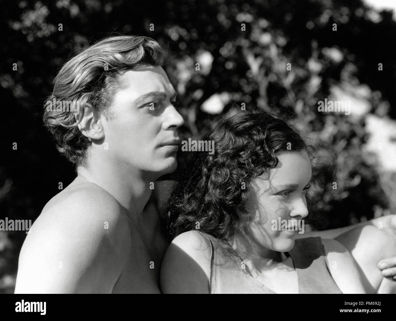 Johnny Weissmuller and Maureen O'Sullivan, 'Tarzan and His Mate' 1934 MGM File Reference # 31316 119THA Stock Photo