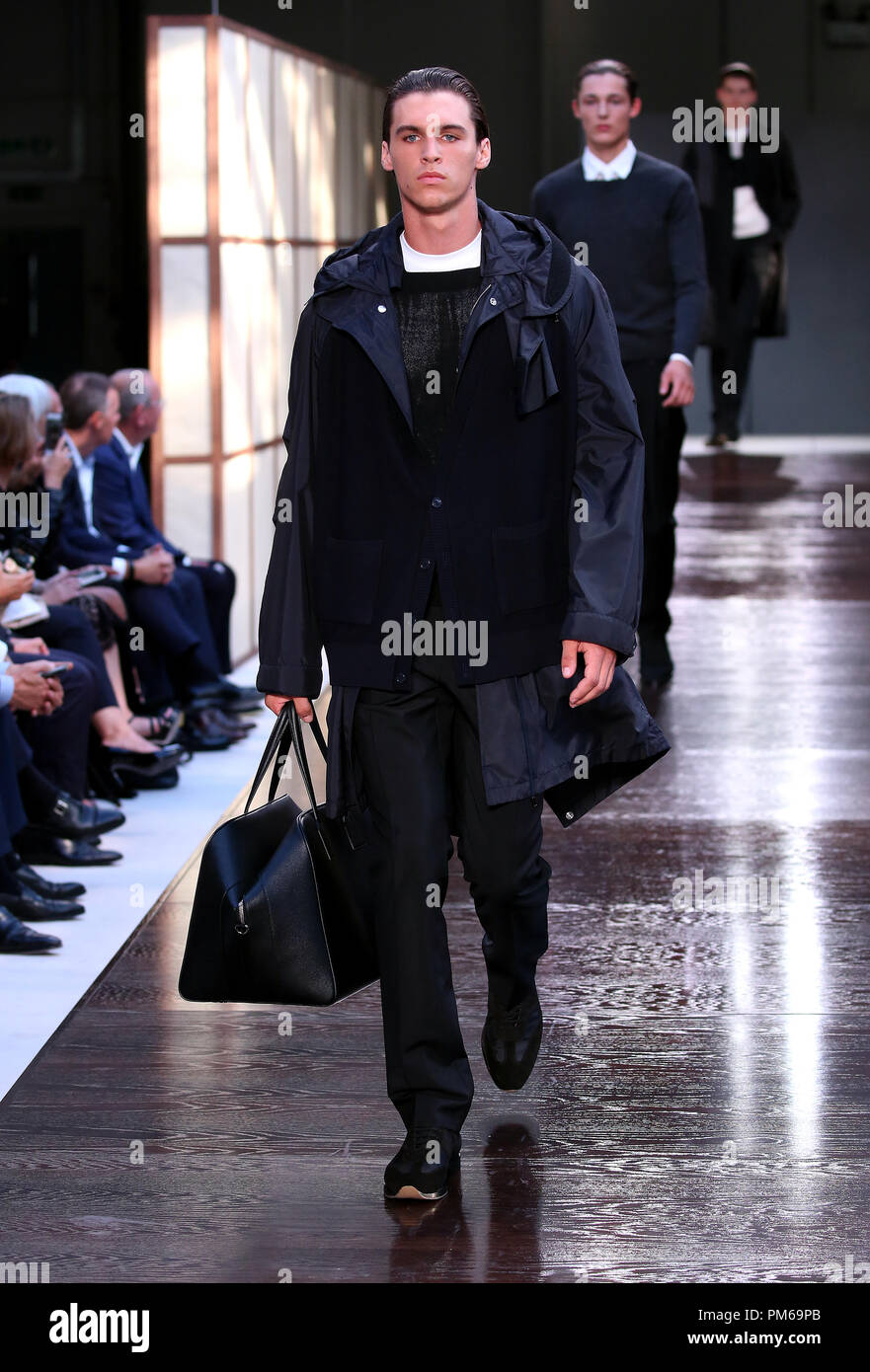 Models on the catwalk during the Burberry London Fashion Week SS19 show  held at The South London Mail Centre. PRESS ASSOCIATION Photo. Picture  date: Monday September 17, 2018. See PA story SHOWBIZ