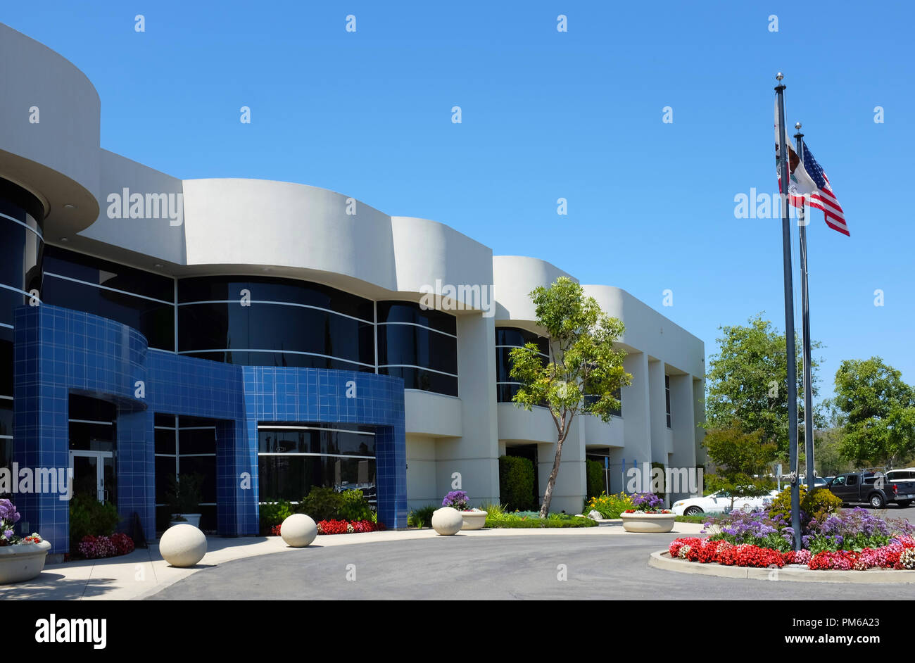 IRVINE, CALIFORNIA - APRIL 27, 2018: Irvine Ranch Water District Water Recycling Operations Center. The IRWD delivers more than 25 million gallons of  Stock Photo