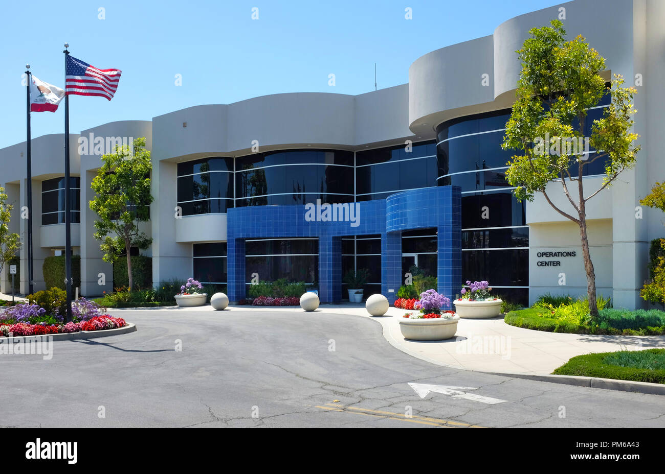 IRVINE, CALIFORNIA - APRIL 27, 2018: Irvine Ranch Water District Water Recycling Operations Center. The IRWD delivers more than 25 million gallons of  Stock Photo