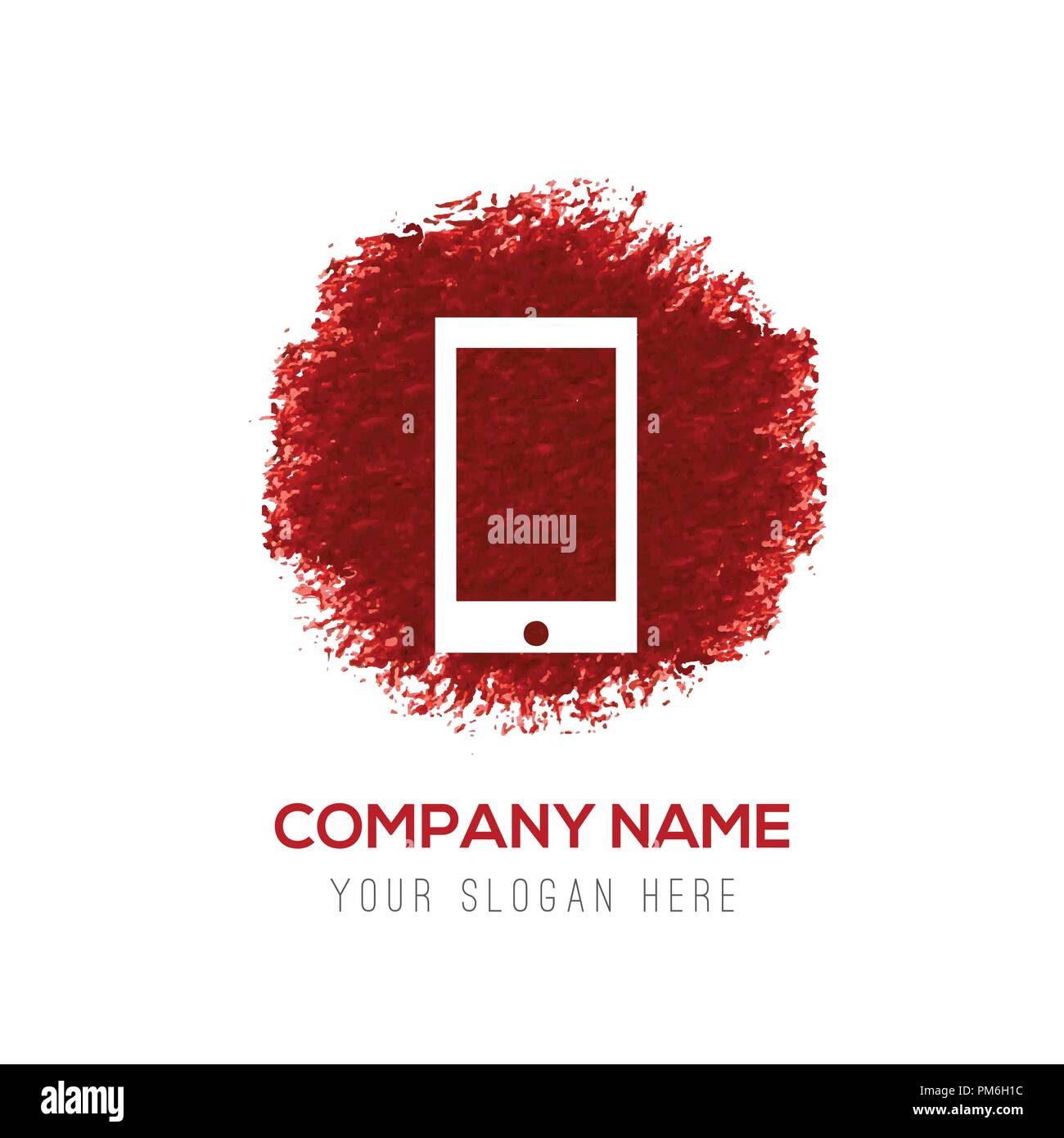 Mobile phone icon Red WaterColor Circle Splash Stock Vector Image