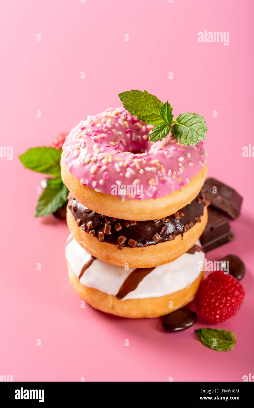Stack of colorful donuts Stock Photo