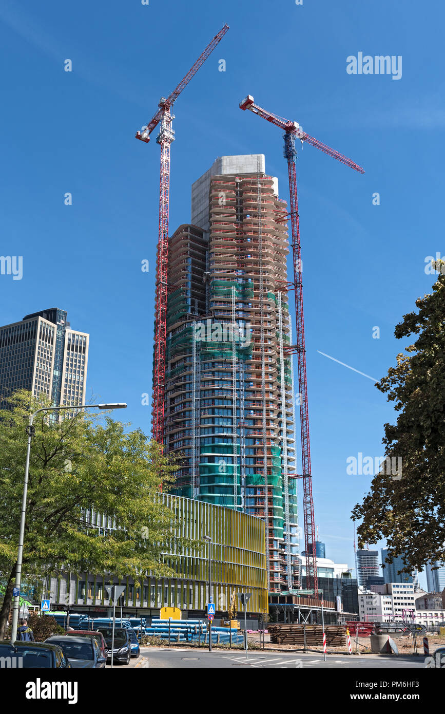 grand tower, a skyscraper building under construction in frankfurt am main, germany. Stock Photo
