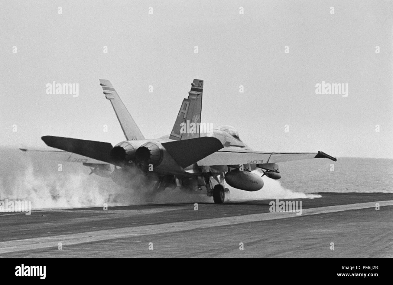 Us Navy,  Roosevelt aircraft carrier in Mediterranean sea, April 1989 Stock Photo